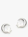Simply Silver Sterling Silver Polished Moon And Mother Of Pearl Stud Earrings, Silver