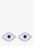Simply Silver Evil Eye Stud Earrings, Silver/Blue