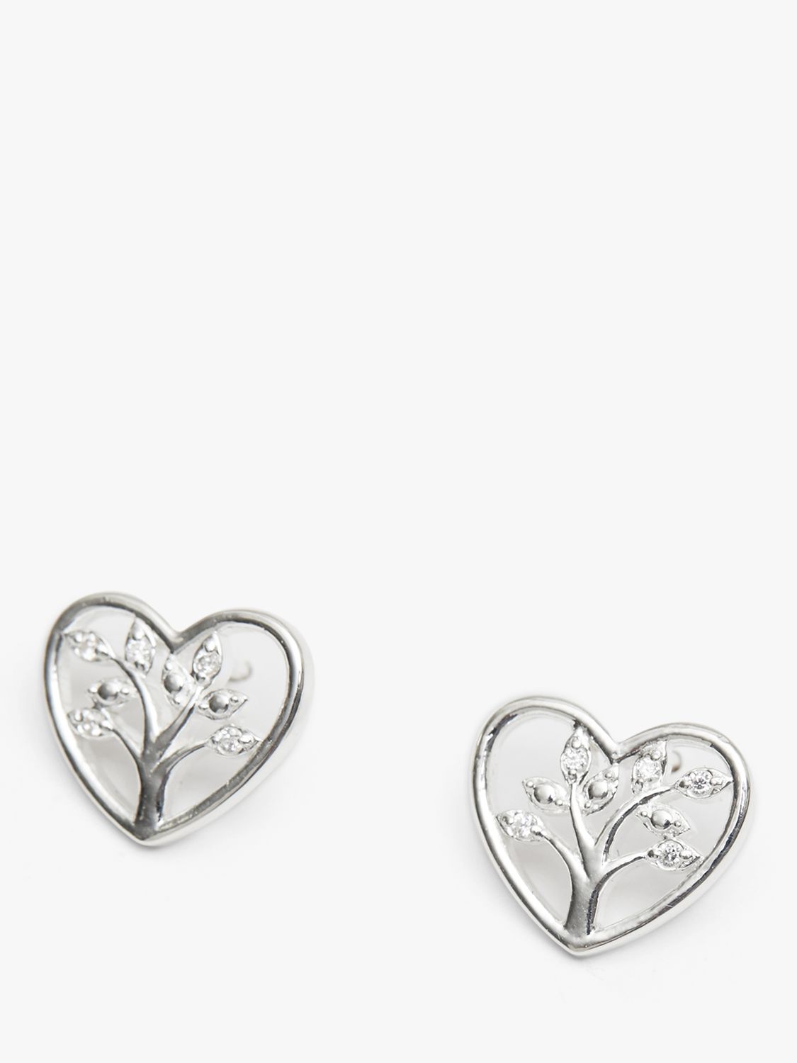 Buy Simply Silver Tree of Love Heart Stud Earrings, Silver Online at johnlewis.com