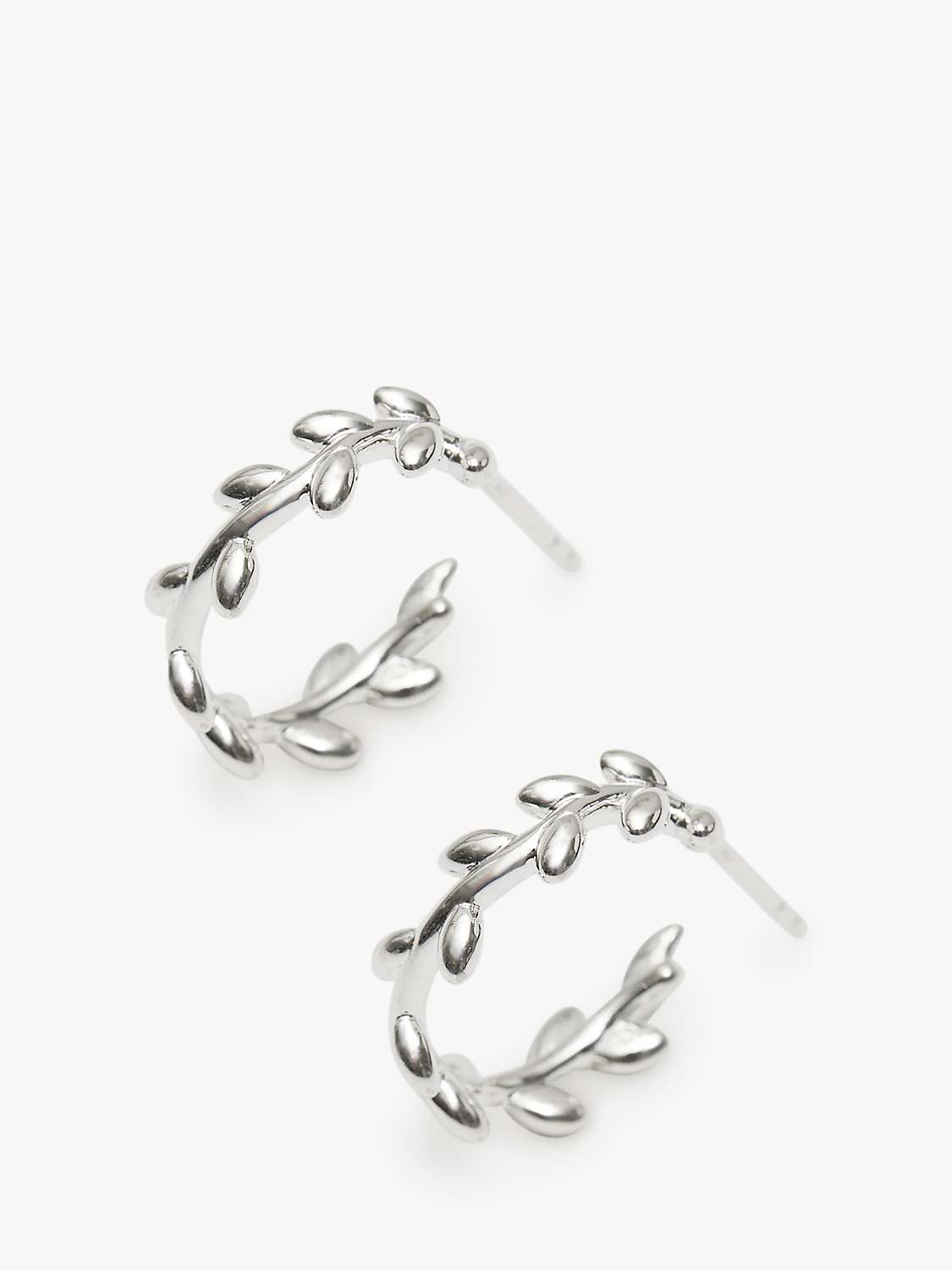 Buy Simply Silver Leaf Hoop Earrings, Silver Online at johnlewis.com