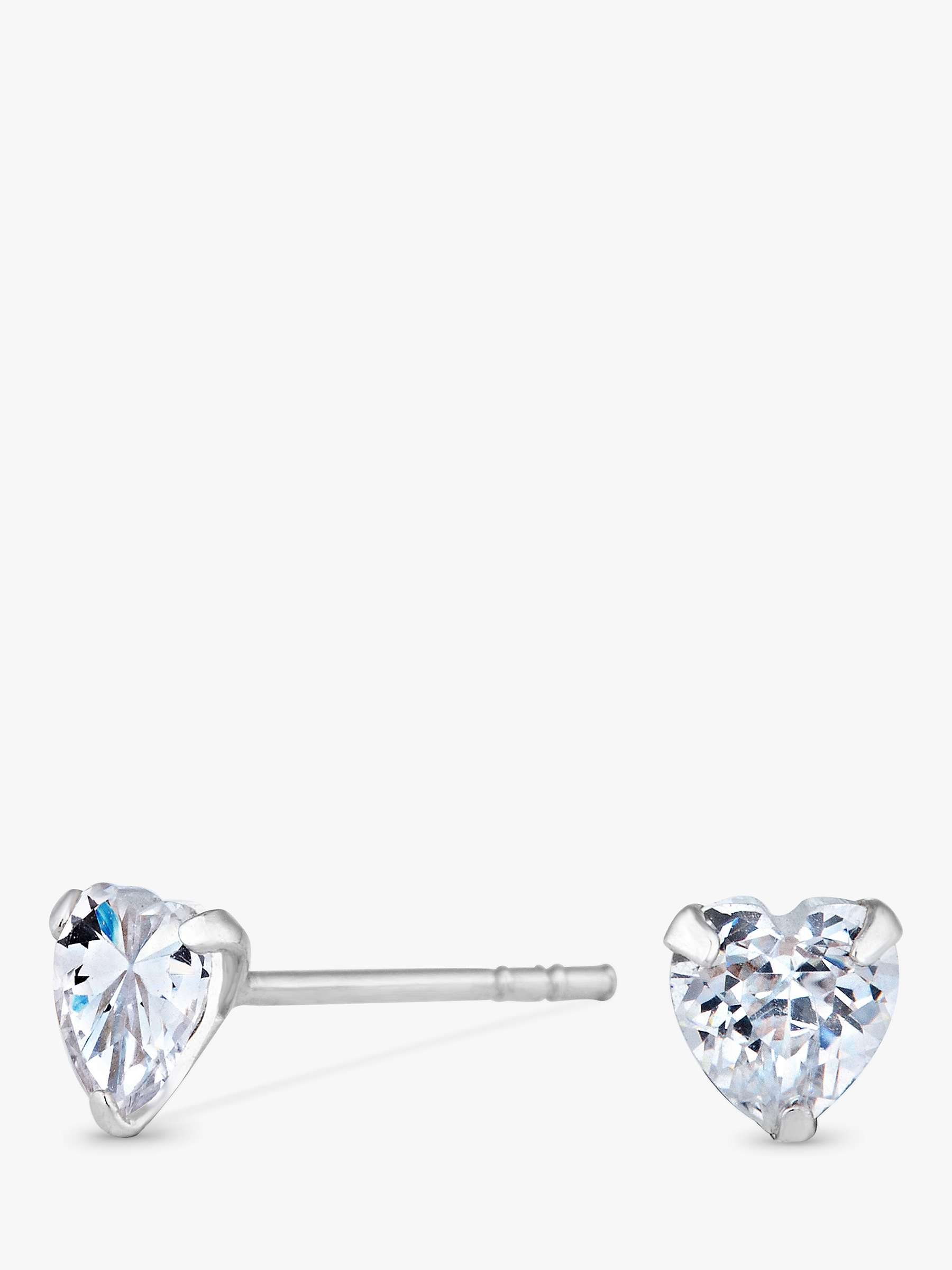 Buy Simply Silver Cubic Zirconia Heart Stud Earrings, Silver Online at johnlewis.com