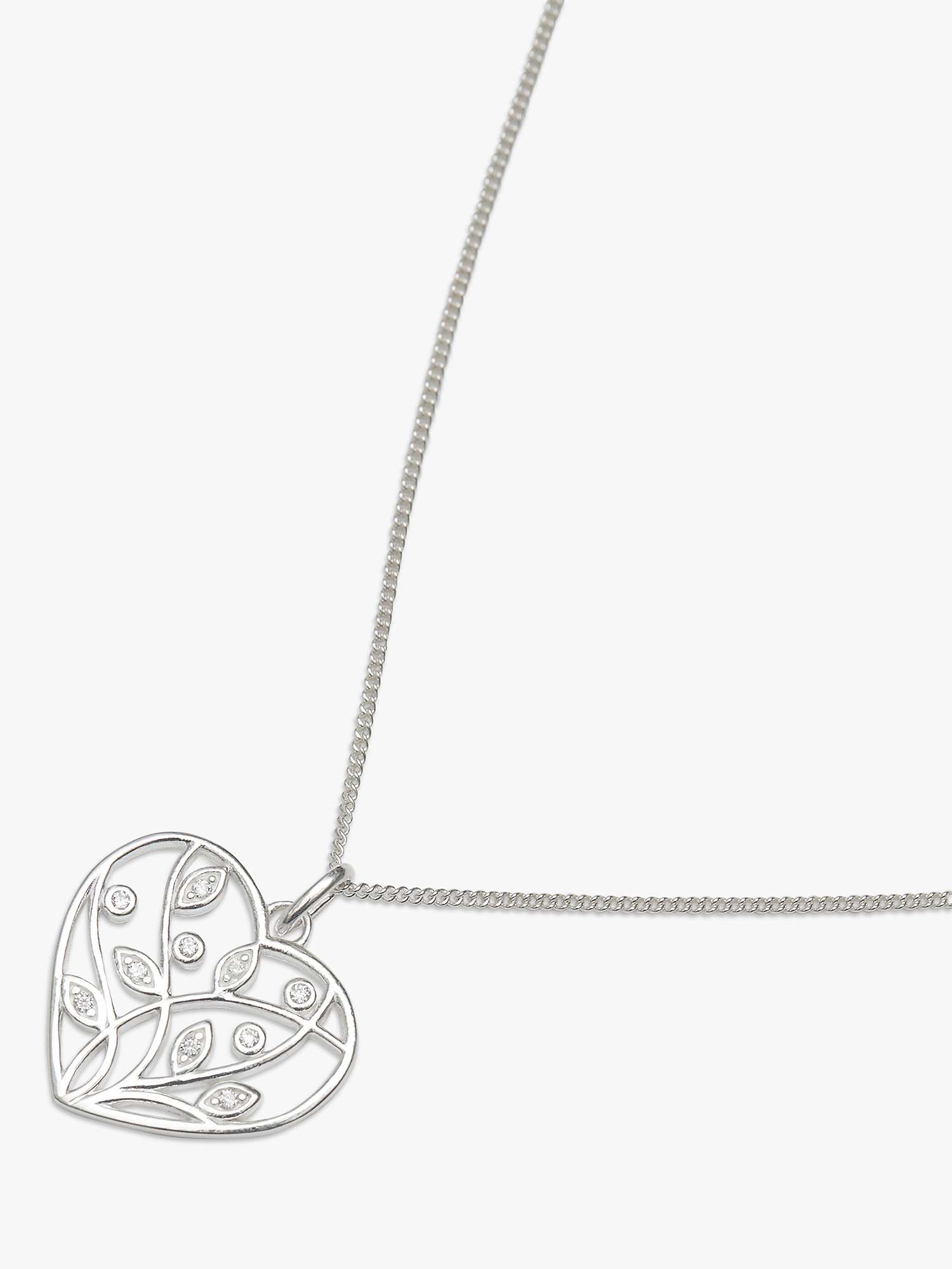 Buy Simply Silver Tree of Love Heart Pendant Necklace, Silver Online at johnlewis.com