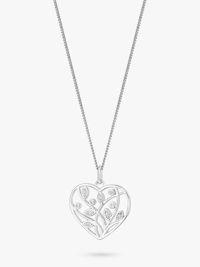 Simply Silver Tree of Love Heart Pendant Necklace, Silver