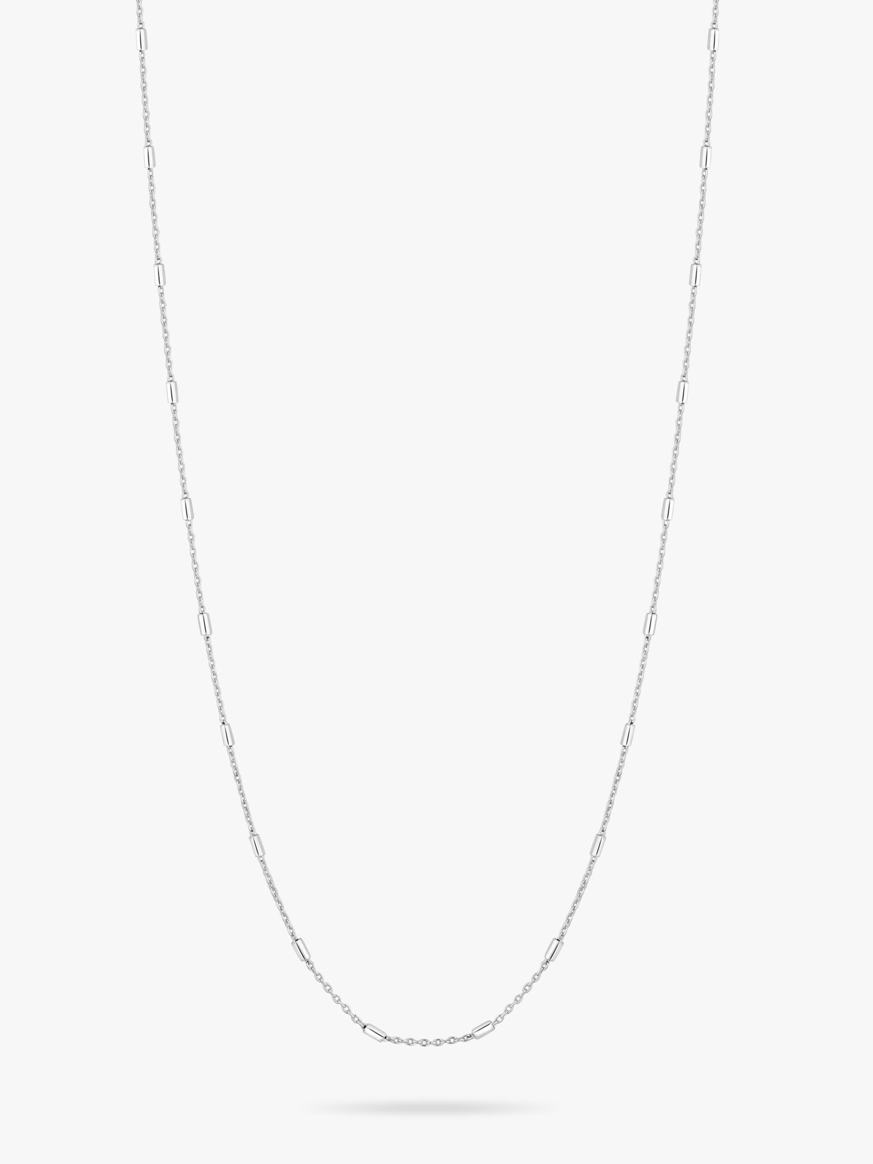 Simply Silver Fine Station Chain Necklace, Silver at John Lewis & Partners