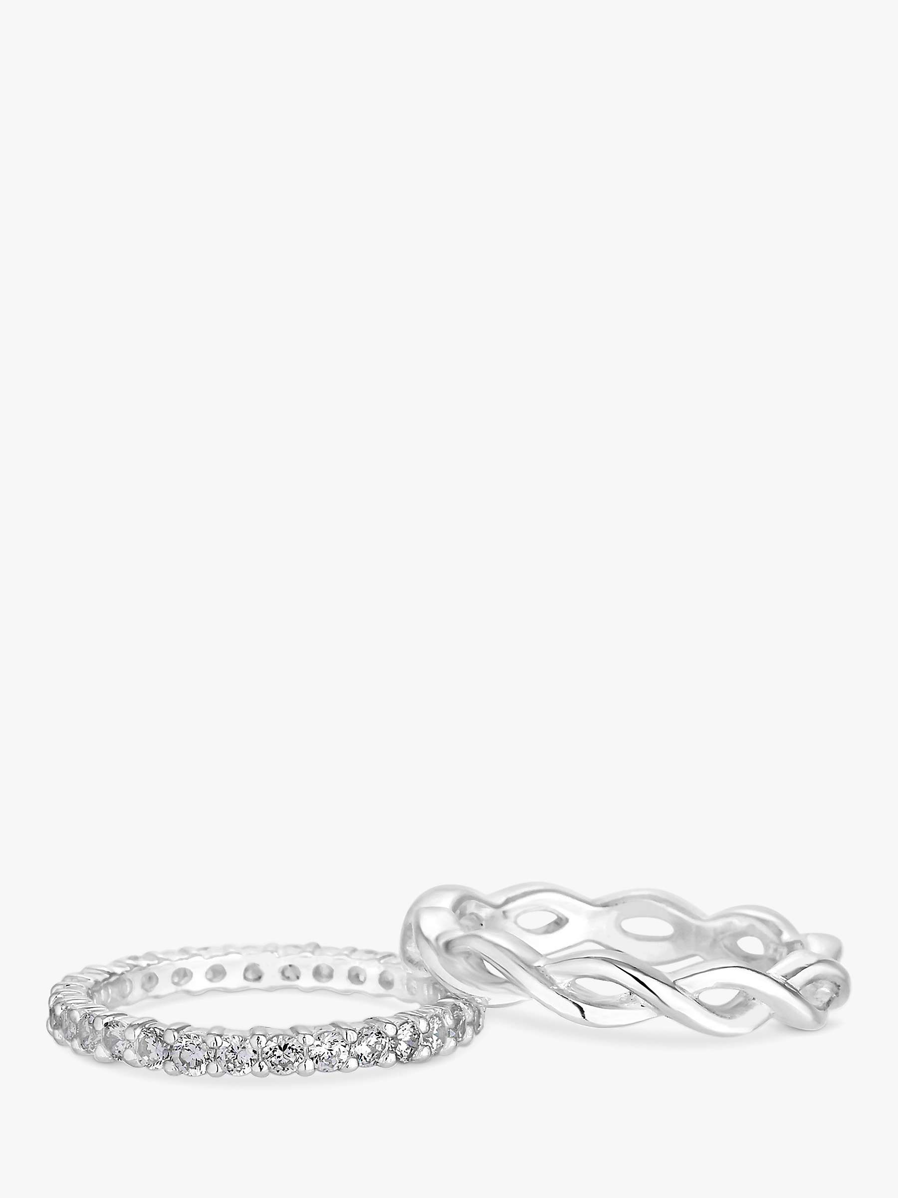 Buy Simply Silver Cubic Zirconia Infinity Ring Set, Pack of 2, Silver Online at johnlewis.com