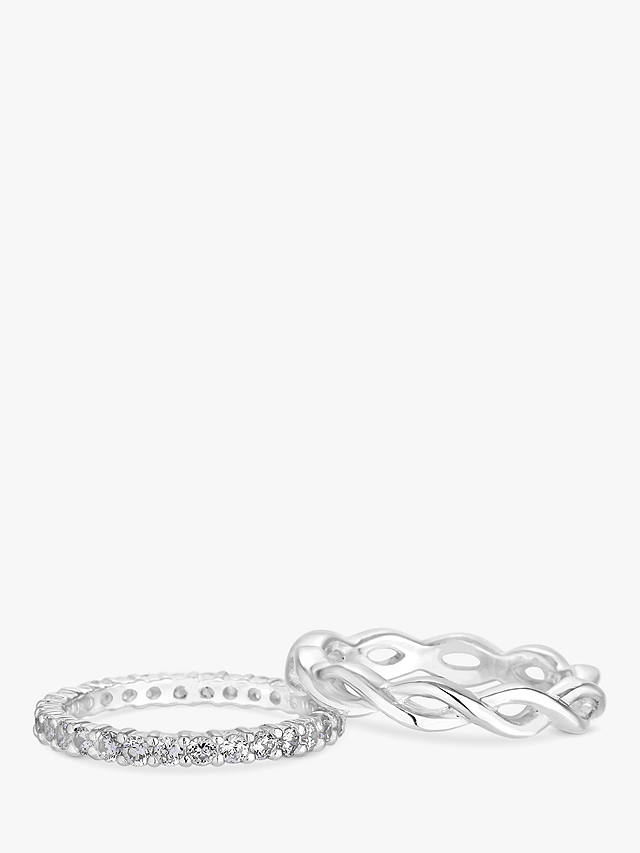 Simply Silver Cubic Zirconia Infinity Ring Set, Pack of 2, Silver