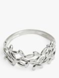 Simply Silver Polished Leaf Band Ring, Silver
