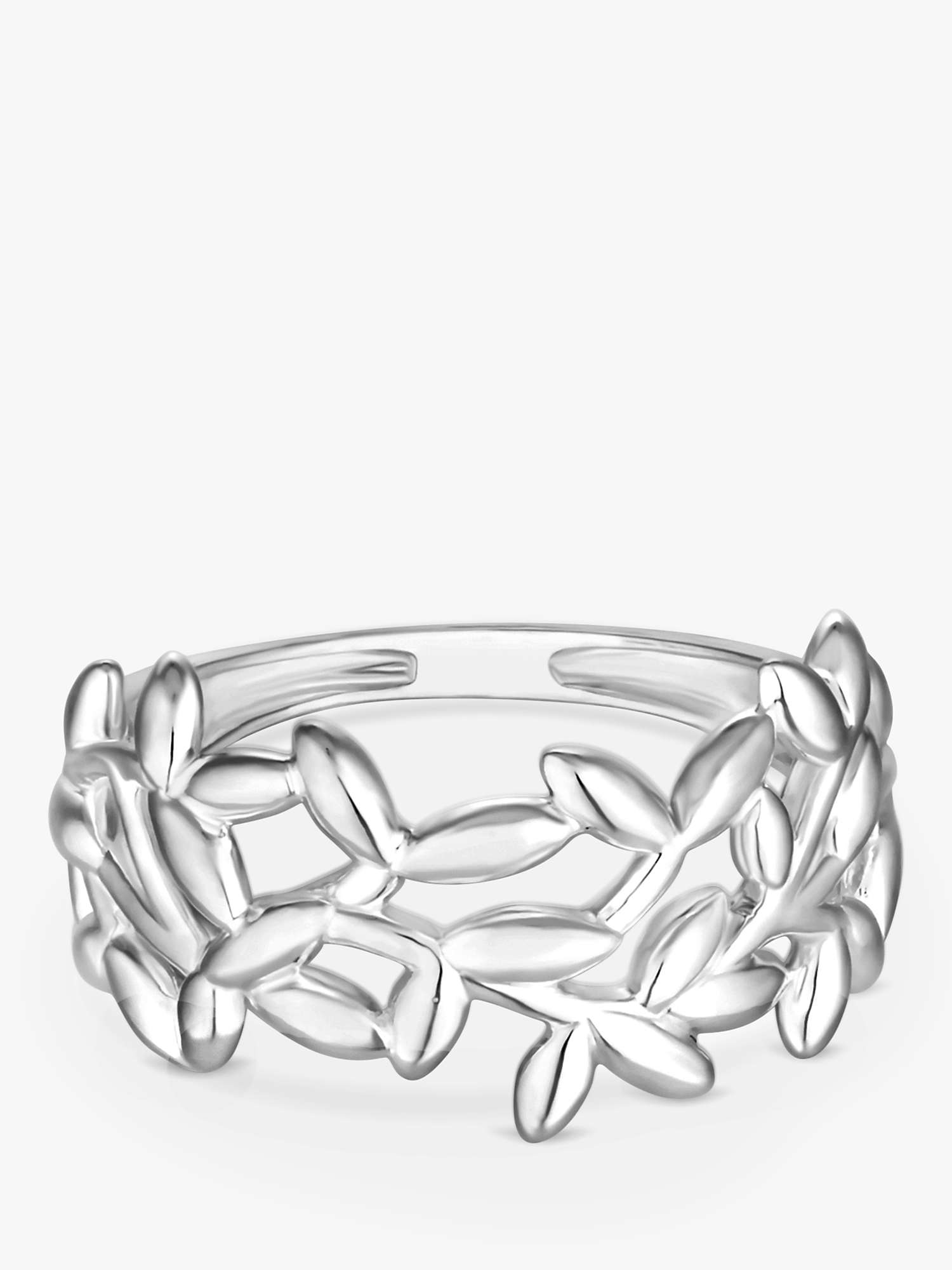 Buy Simply Silver Polished Leaf Band Ring, Silver Online at johnlewis.com