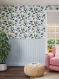 John Lewis Fleur Vinyl Wallpaper, Lake Blue