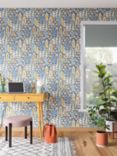 John Lewis Alva Wallpaper, Lake Blue