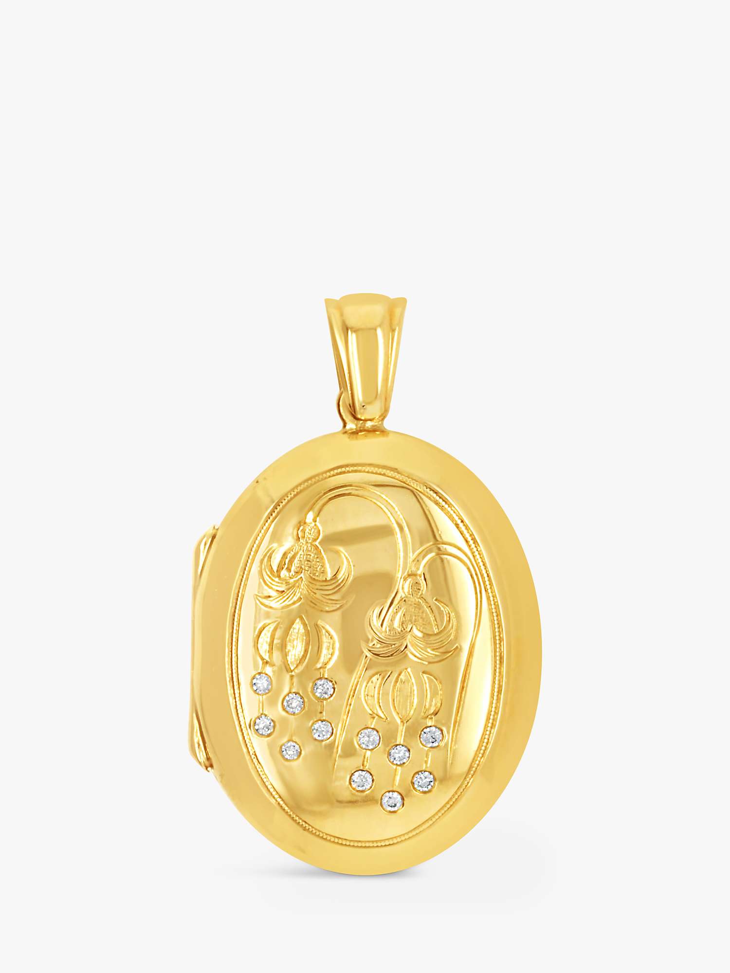 Buy Milton & Humble Jewellery Second Hand 9ct Yellow Gold Diamond Floral Locket, Dated Birmingham 2000 Online at johnlewis.com