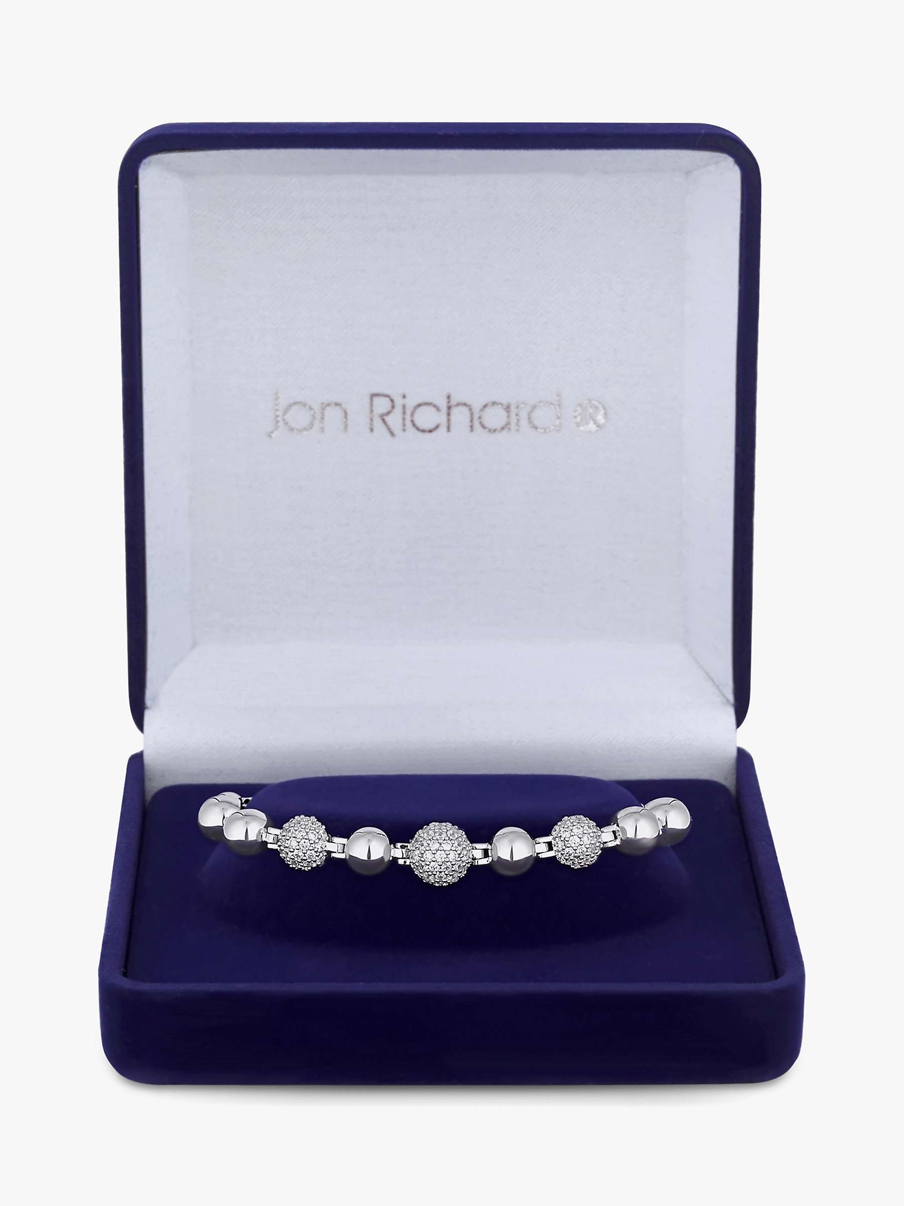 Buy Jon Richard Cubic Zirconia Pave Orb Toggle Bracelet, Silver Online at johnlewis.com