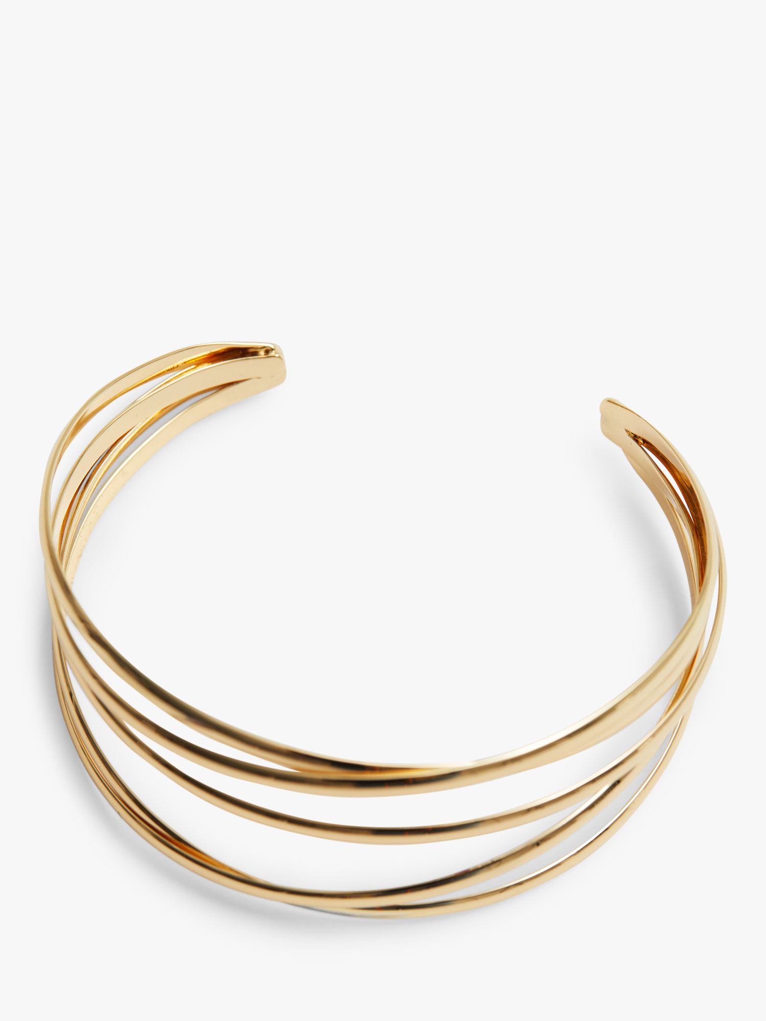 Buy Jon Richard Recycled Gold Plated Polished Weave Cuff Bangle, Gold Online at johnlewis.com
