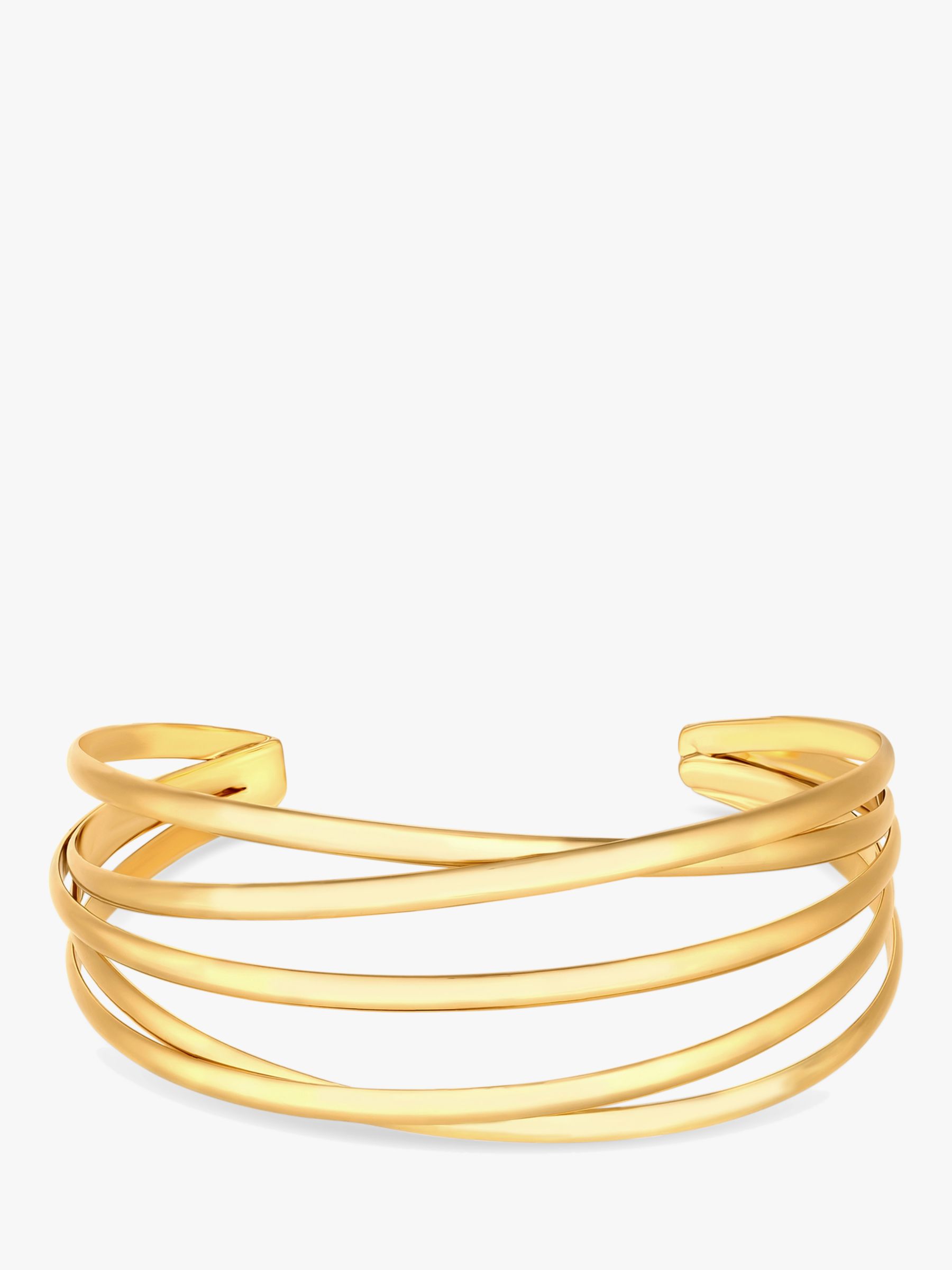 Buy Jon Richard Recycled Gold Plated Polished Weave Cuff Bangle, Gold Online at johnlewis.com