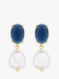 Jon Richard Cubic Zirconia Blue Stone And Pearl Drop Earrings, Gold/Blue/White