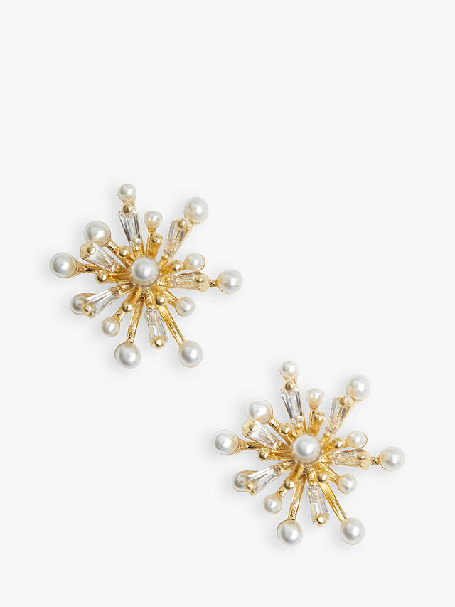 Jon Richard Cubic Zirconia Starburst Earrings, Gold/White