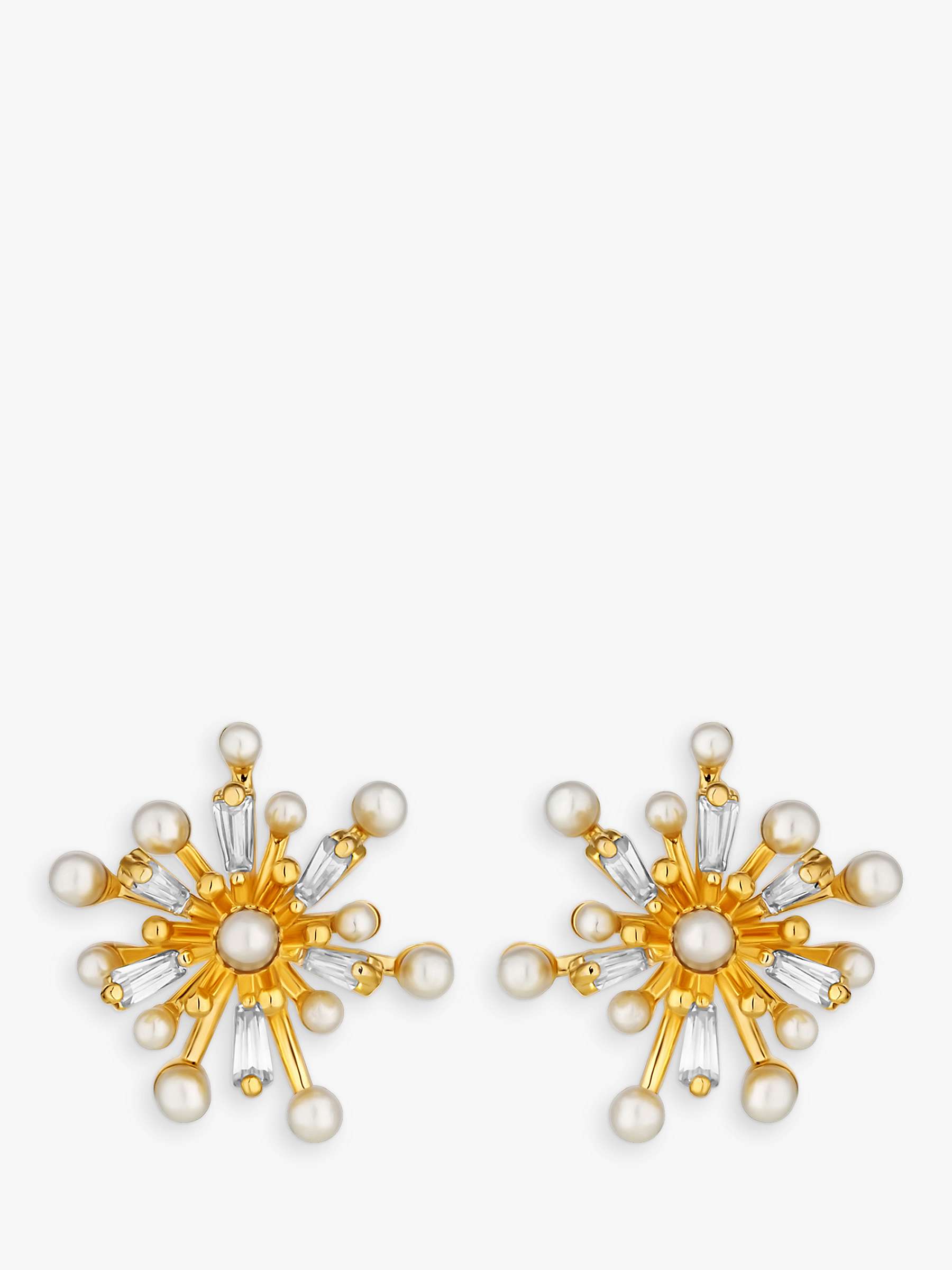 Buy Jon Richard Cubic Zirconia Starburst Earrings, Gold/White Online at johnlewis.com