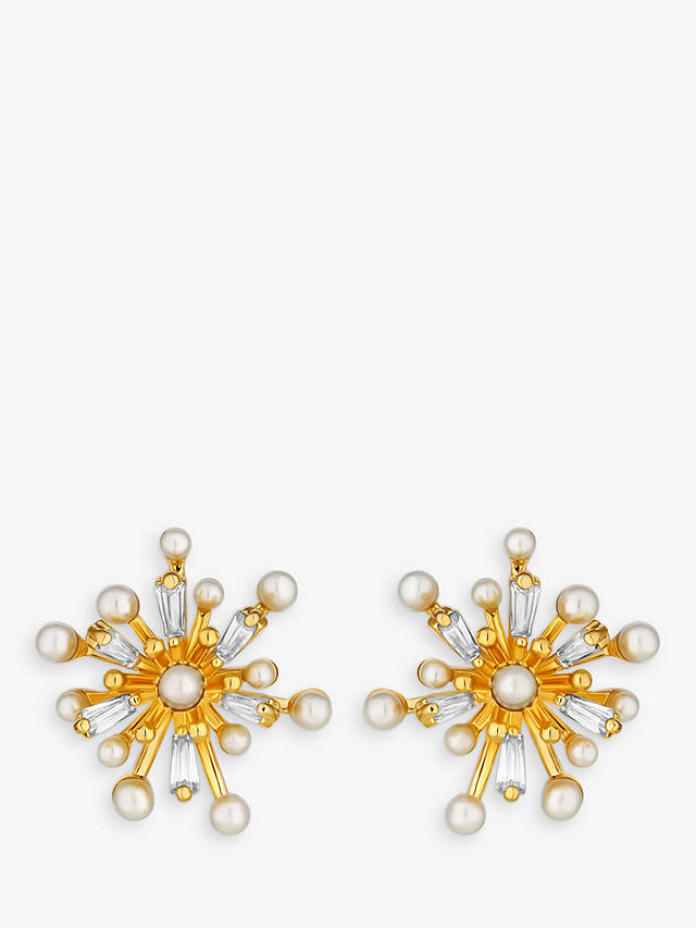 Jon Richard Cubic Zirconia Starburst Earrings, Gold/White