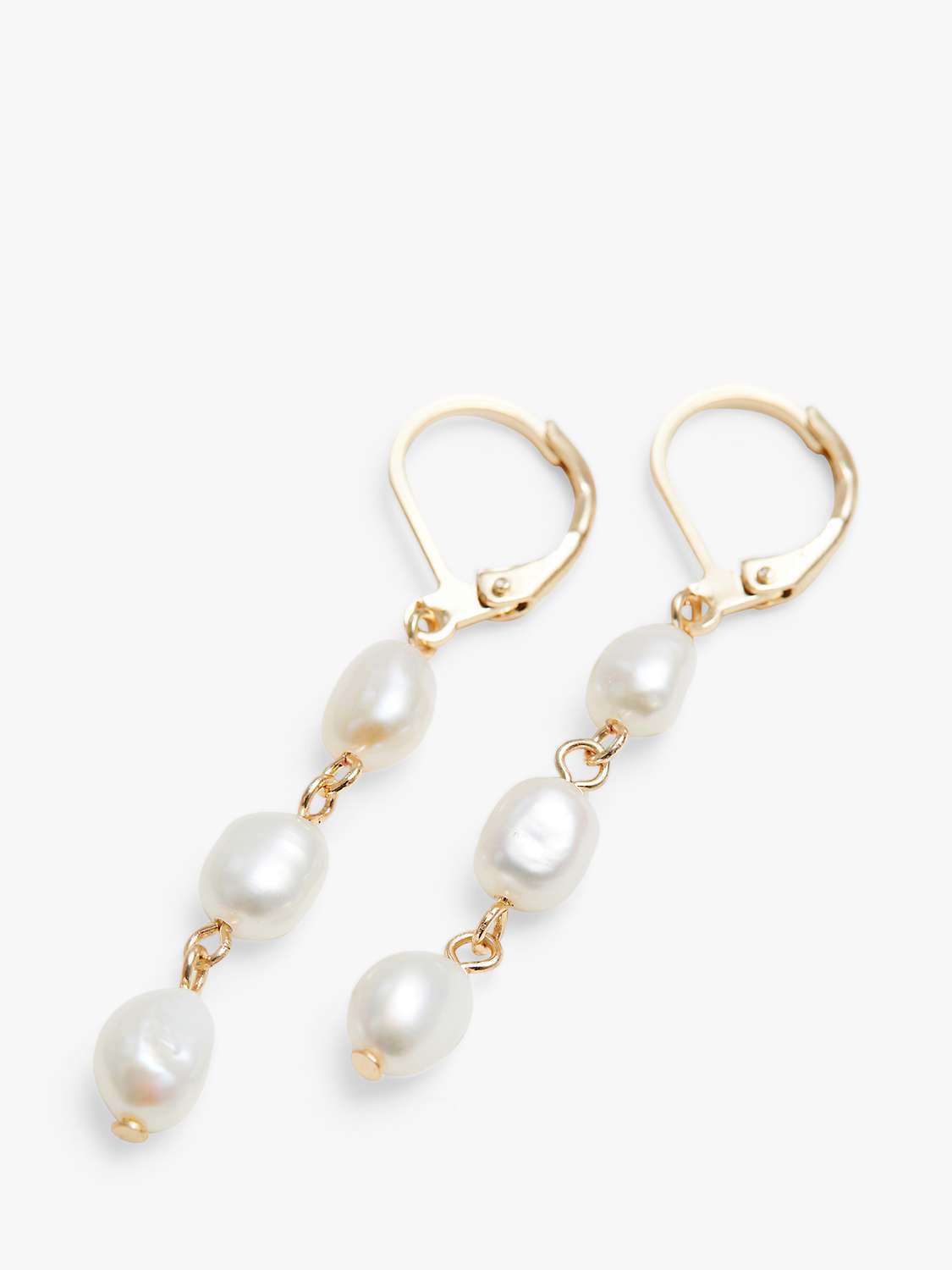 Buy Jon Richard Linear Freshwater Pearl Link Drop Earrings, Gold/White Online at johnlewis.com