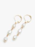 Jon Richard Linear Freshwater Pearl Link Drop Earrings, Gold/White