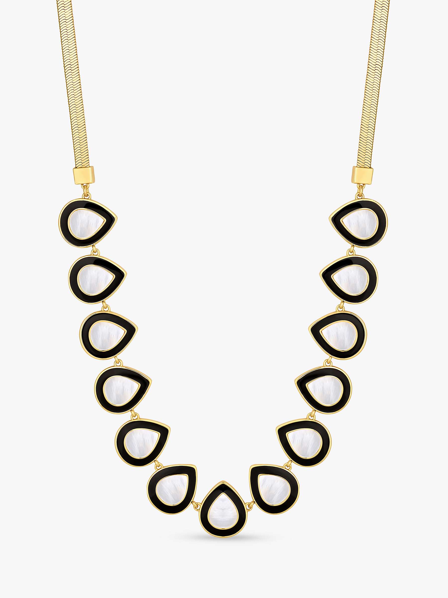 Buy Jon Richard Recycled Gold Plated Enamel And Mother Of Pearl Necklace, Gold/Black Online at johnlewis.com