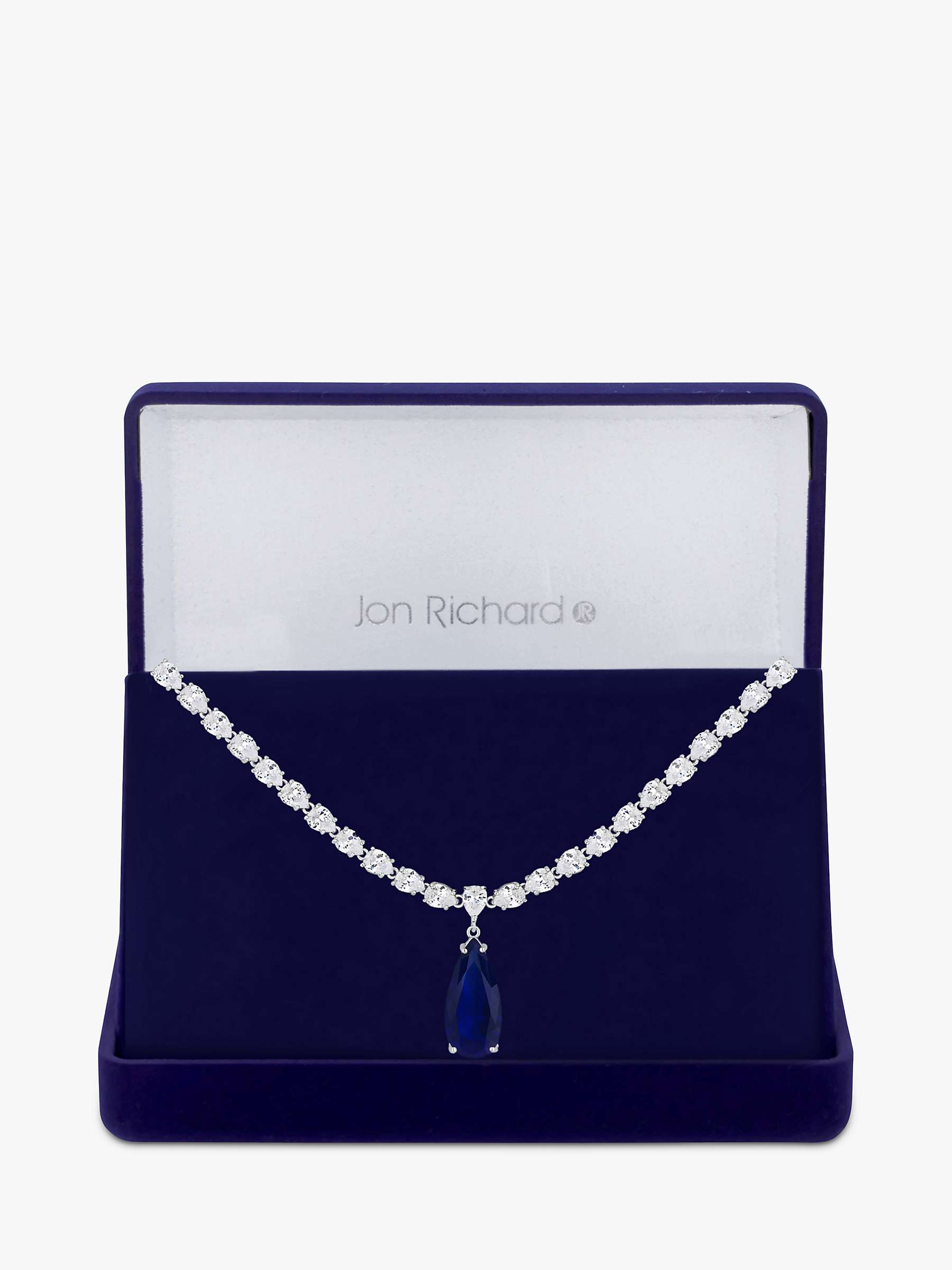 Buy Jon Richard Cubic Zirconia Statement Pendant Necklace, Silver/Blue Online at johnlewis.com