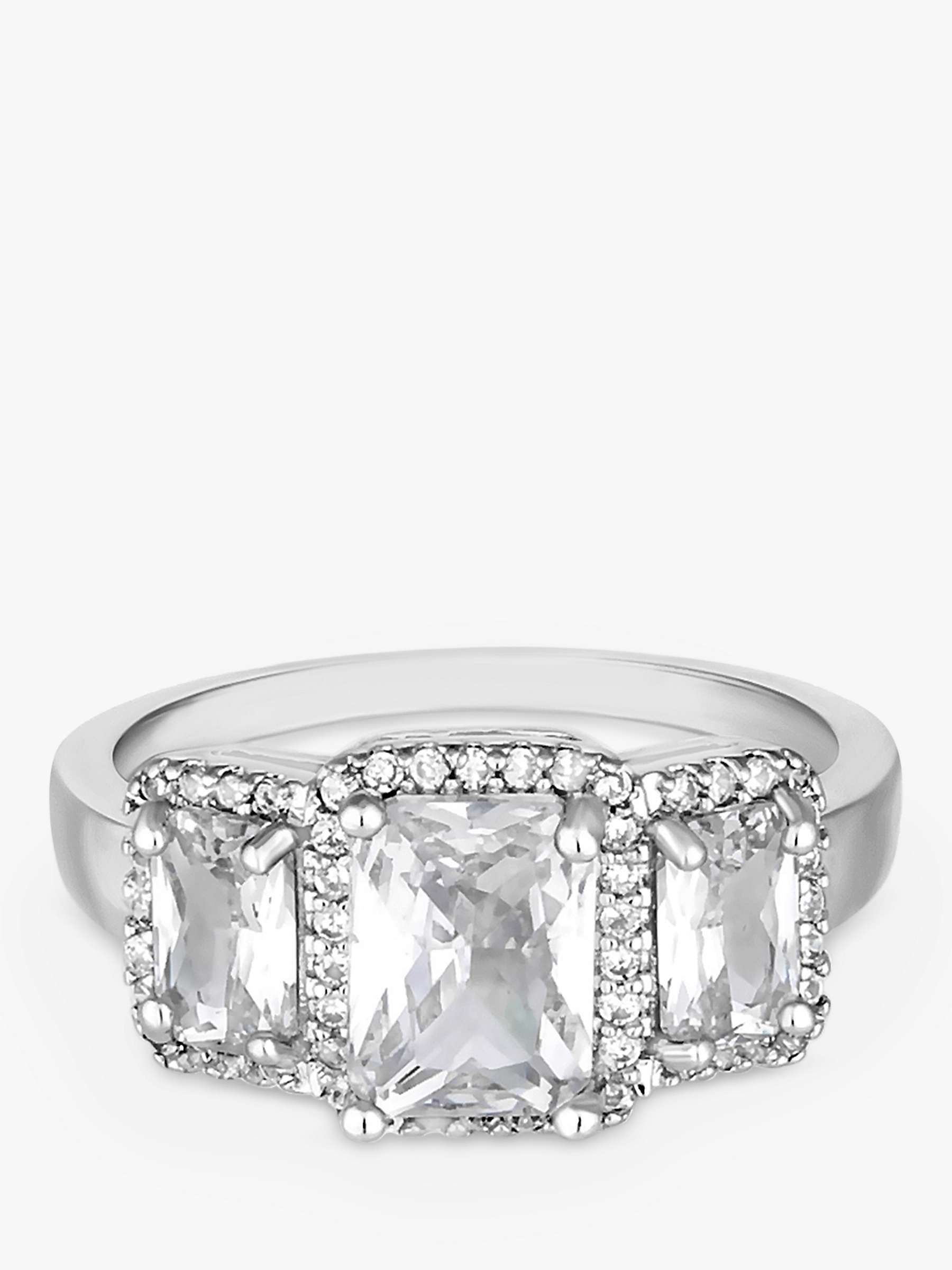 Buy Jon Richard Rhodium Plated Cubic Zirconia Ring, Silver Online at johnlewis.com