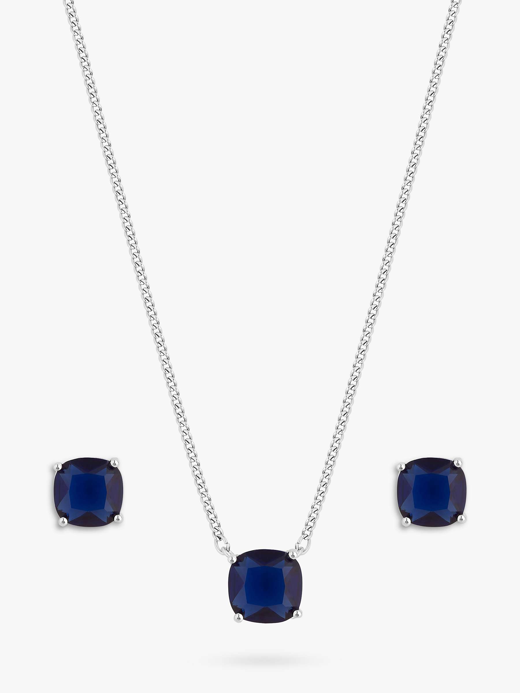 Buy Jon Richard Cubic Zirconia Open Stone Necklace and Earrings Set, Silver/Blue Online at johnlewis.com