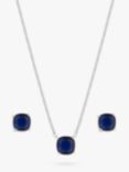 Jon Richard Cubic Zirconia Open Stone Necklace and Earrings Set, Silver/Blue