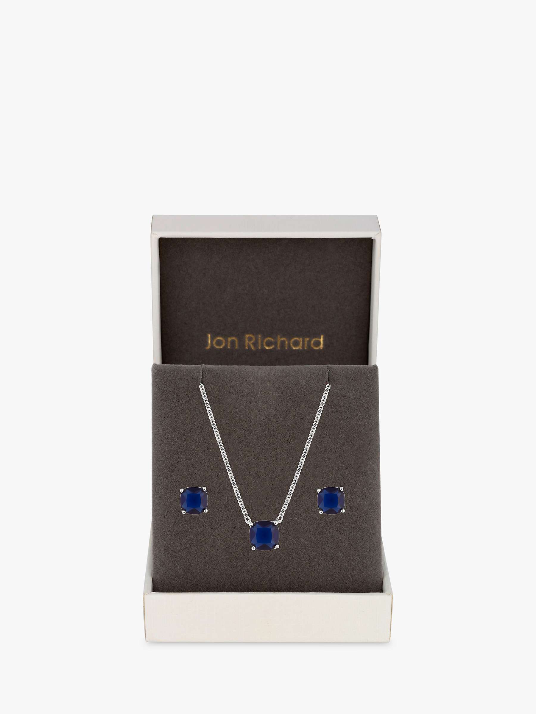 Buy Jon Richard Cubic Zirconia Open Stone Necklace and Earrings Set, Silver/Blue Online at johnlewis.com