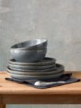 Denby Studio Grey Stoneware Coupe Dinnerware Set, 12 Piece, Grey