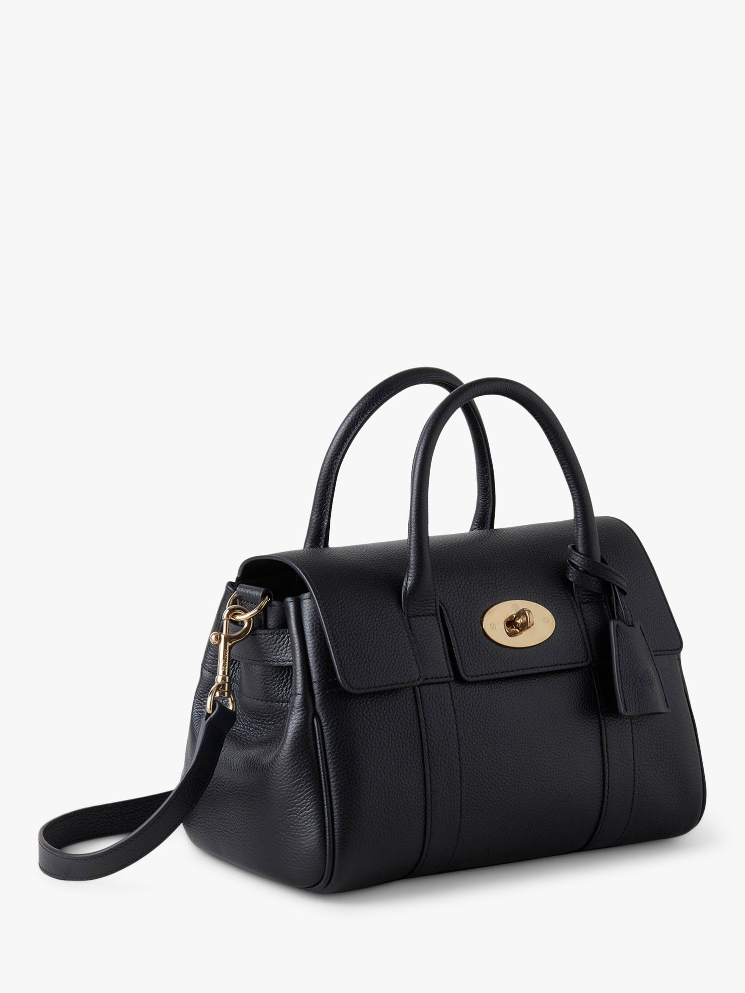 Mulberry Bayswater Small Classic Grain Leather Satchel, Black at John ...