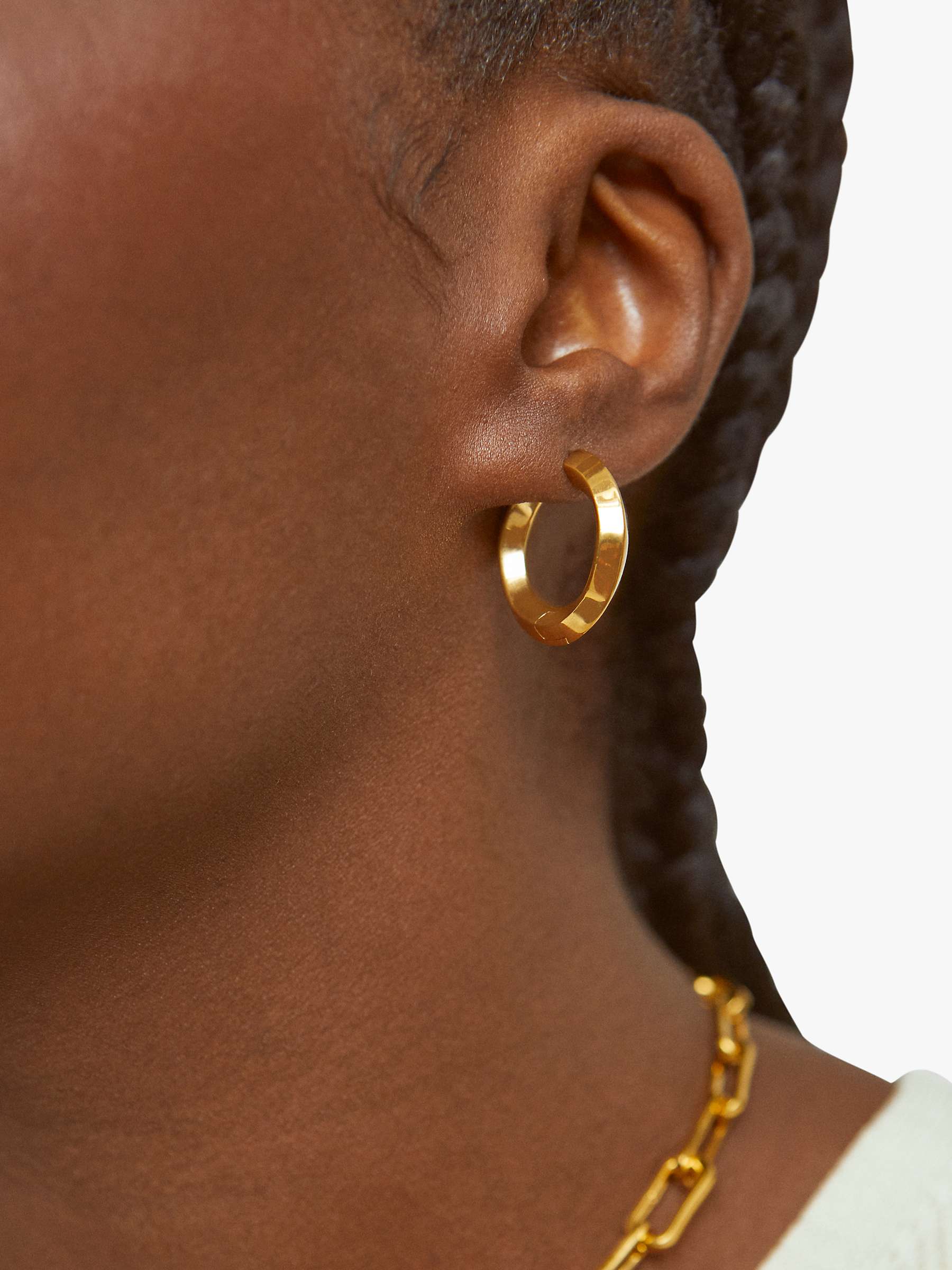 Monica Vinader Power Medium Hoop Earrings, Gold at John Lewis