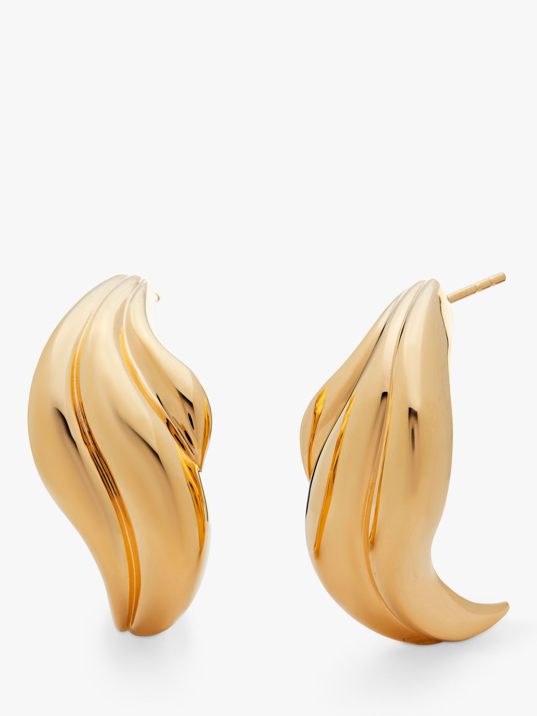 Monica Vinader Swirl Bold Stud Earrings, Gold at John Lewis & Partners