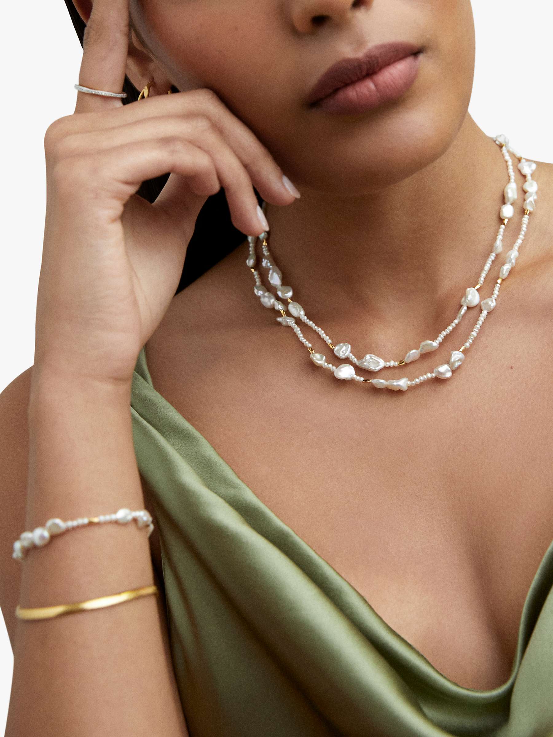 Buy Monica Vinader Keshi Scatter Pearl Necklace, Gold Online at johnlewis.com