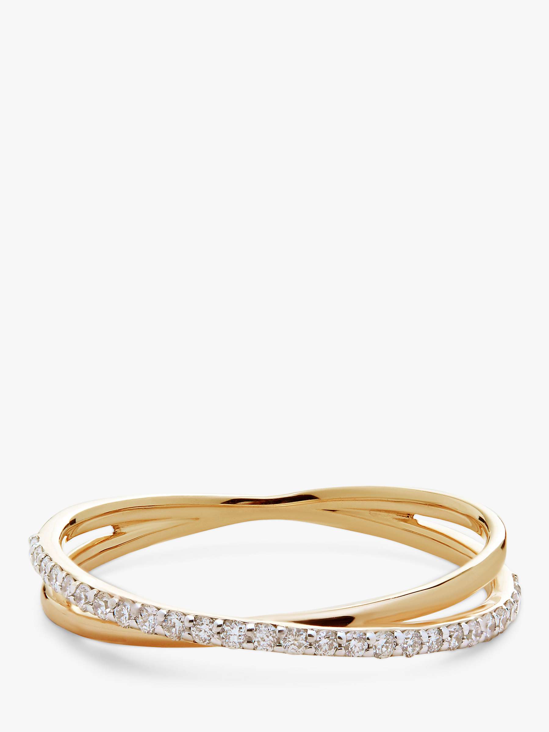 Buy Monica Vinader 14ct Yellow Gold Diamond Cross Over Ring, Gold Online at johnlewis.com