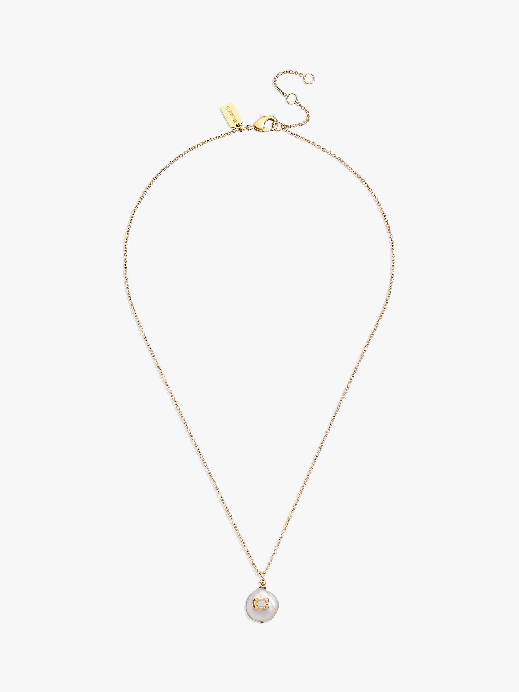 Coach Freshwater Pearl Pendant Necklace, Gold at John Lewis & Partners