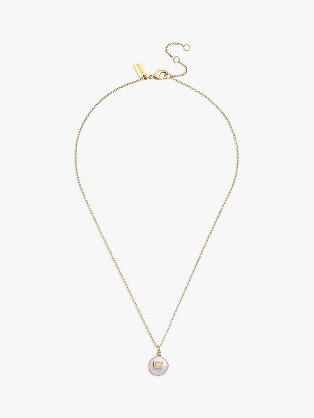 Coach Freshwater Pearl Pendant Necklace, Gold
