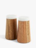 John Lewis Acacia Wood & Marble Salt & Pepper Shaker Set, Natural/White