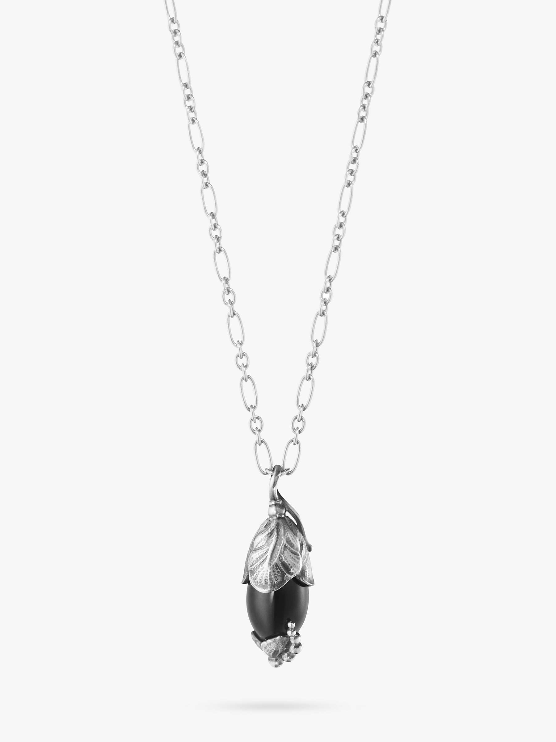 Buy Georg Jensen Blososm Onyx Pendant Necklace, Silver Online at johnlewis.com