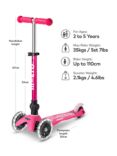 Micro Scooters Foldable Mini LED Scooter, Pink