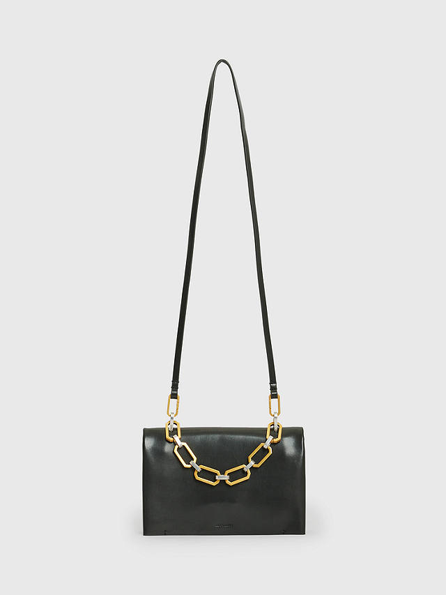 AllSaints Yua Leather Clutch Bag, Black