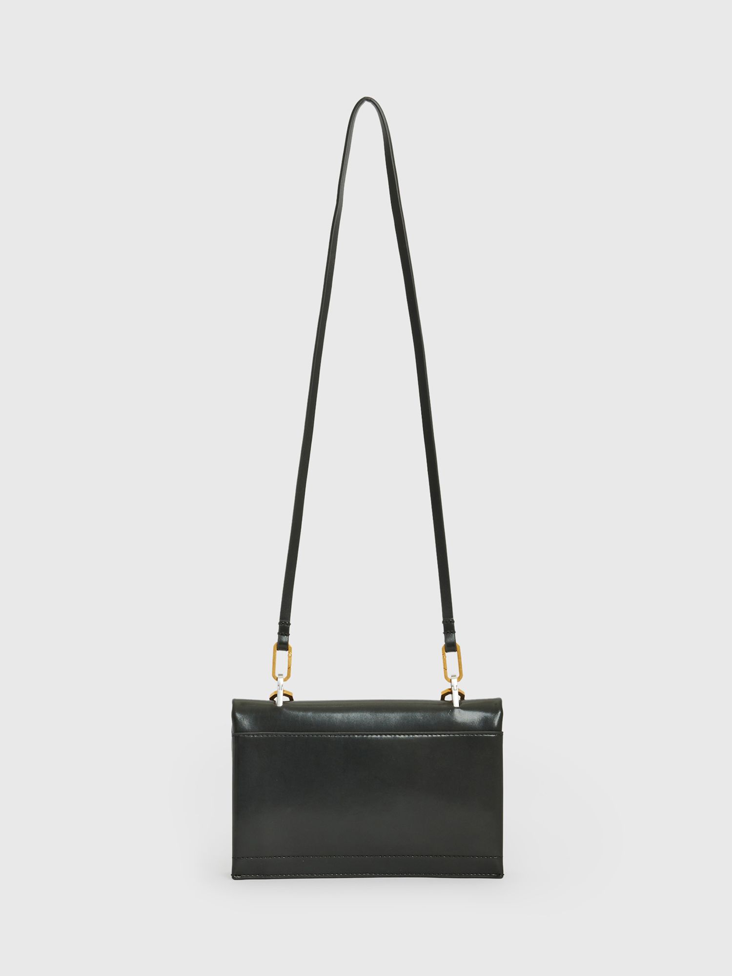 AllSaints Yua Leather Clutch Bag, Black at John Lewis & Partners
