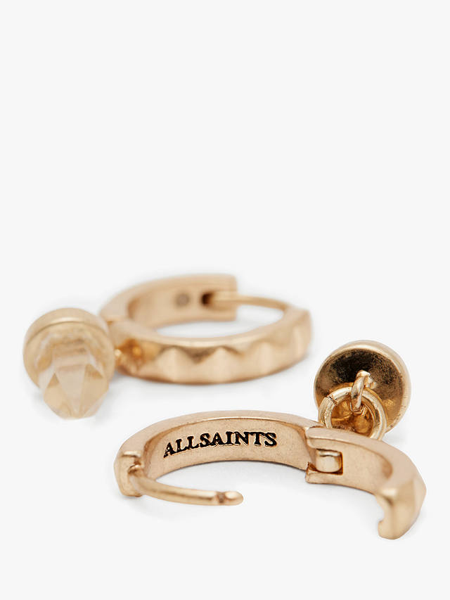 AllSaints Prism Crystal Huggie Drop Earrings, Warm Brass