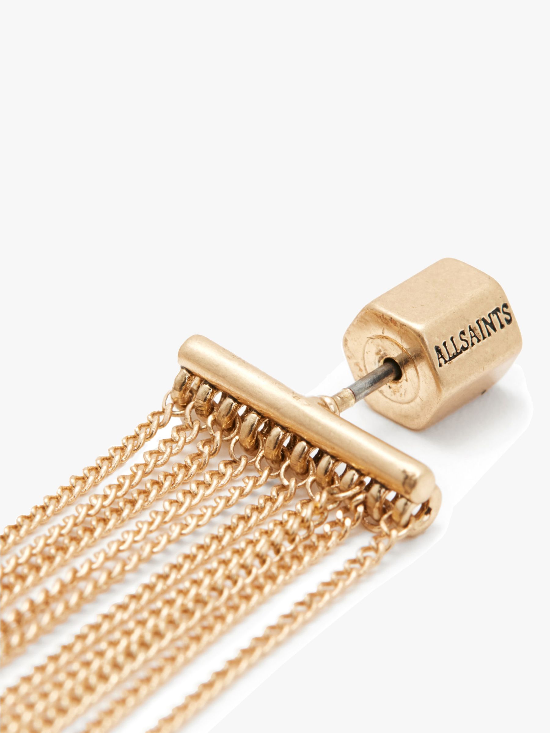 Buy AllSaints Long Chain Fringe Drop Earrings, Gold Online at johnlewis.com