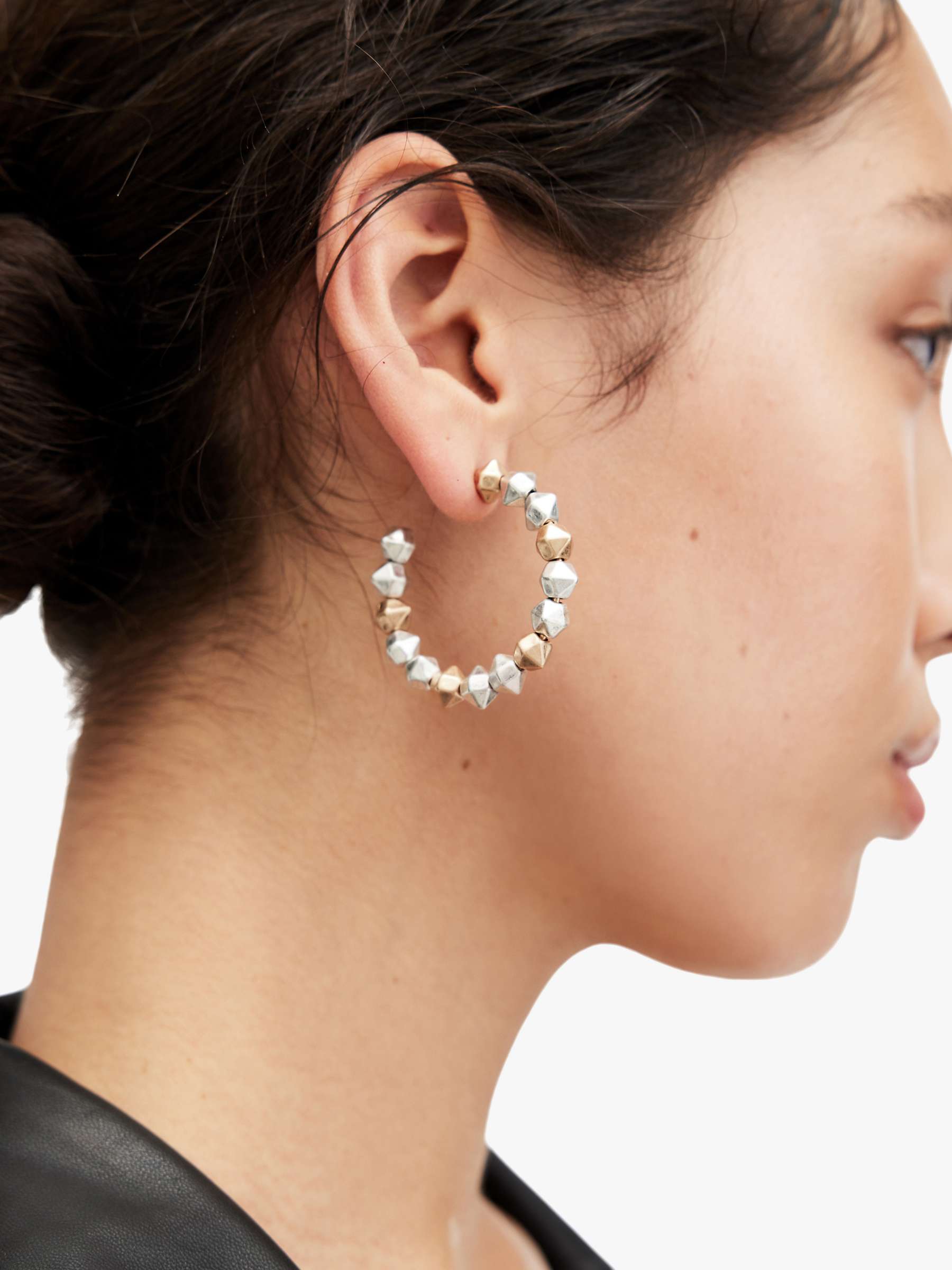 Buy AllSaints Geometric Beaded Hoop Earrings, Silver/Multi Online at johnlewis.com