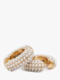 AllSaints Faux Pearl Chunky Huggie Hoop Earrings, Warm Brass