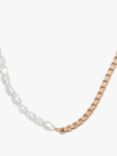 AllSaints Curb Chain and Glass Bead Collar Necklace, Gold
