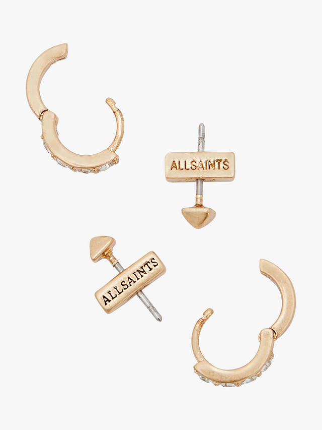 AllSaints Stud and Huggie Earring Set, Pack of 2, Gold