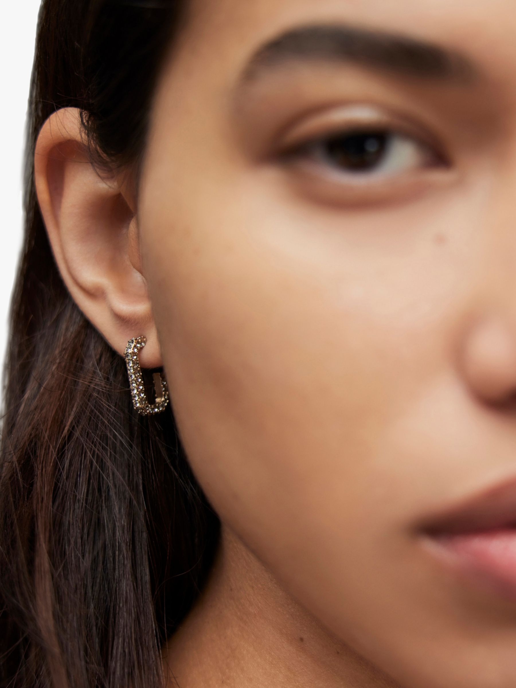 Buy AllSaints Crystal Huggie Hoop Earrings, Gold Online at johnlewis.com